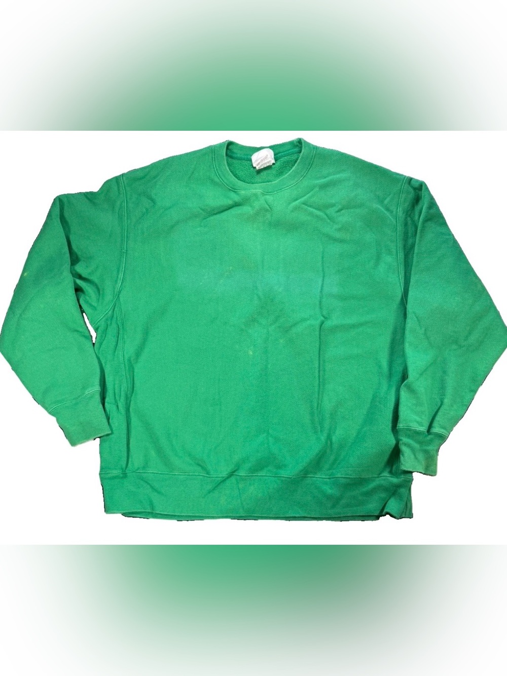 Vintage Champion Reverse Weave Sweatshirt Men's 2XL Green Blank Long Sleeve Y2K